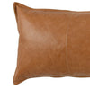Rectangular Leatherette Throw Pillow with Stitched Details, Large, Brown By Casagear Home