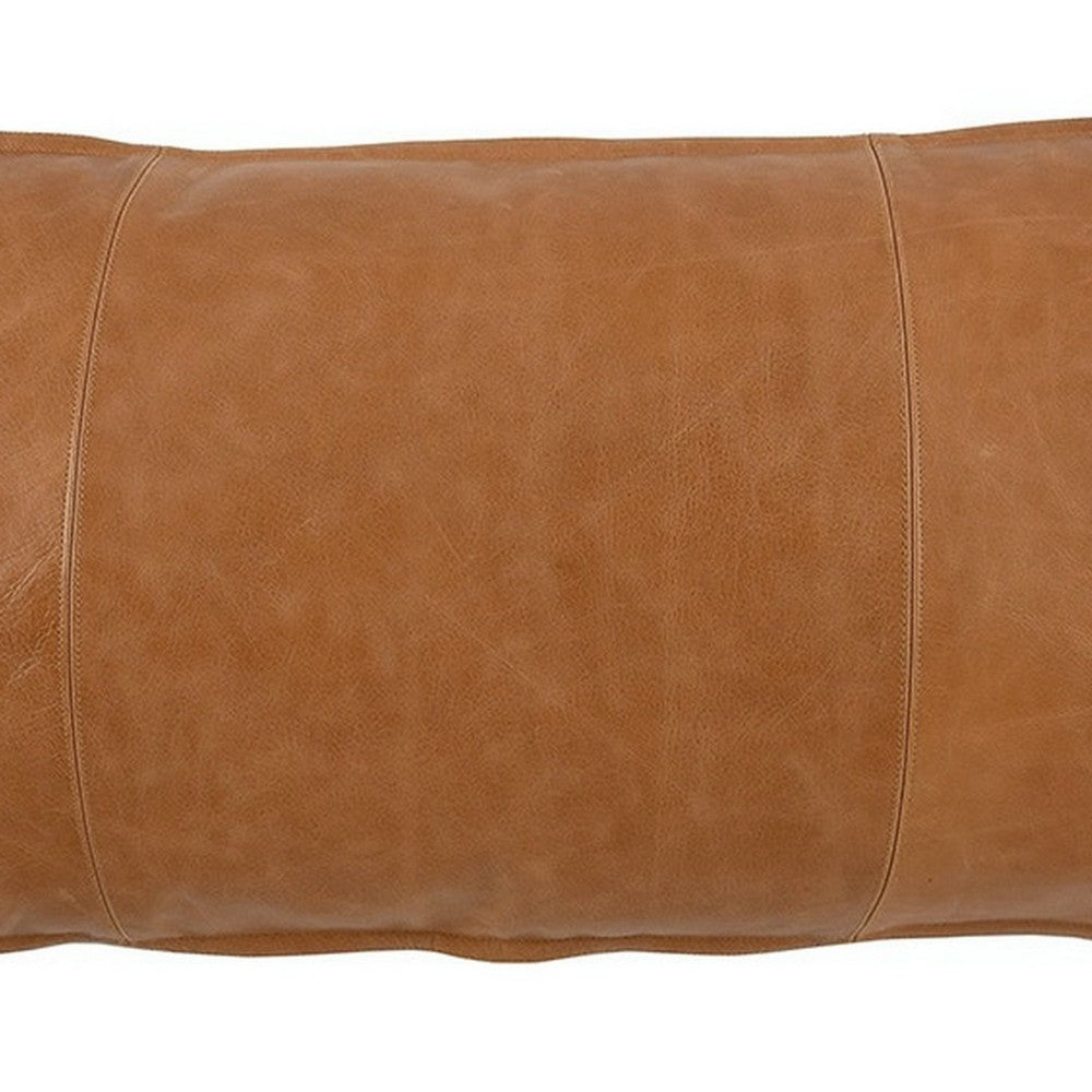 Luxe Throw Pillow | Rectangular | Faux Leather | Large | Brown