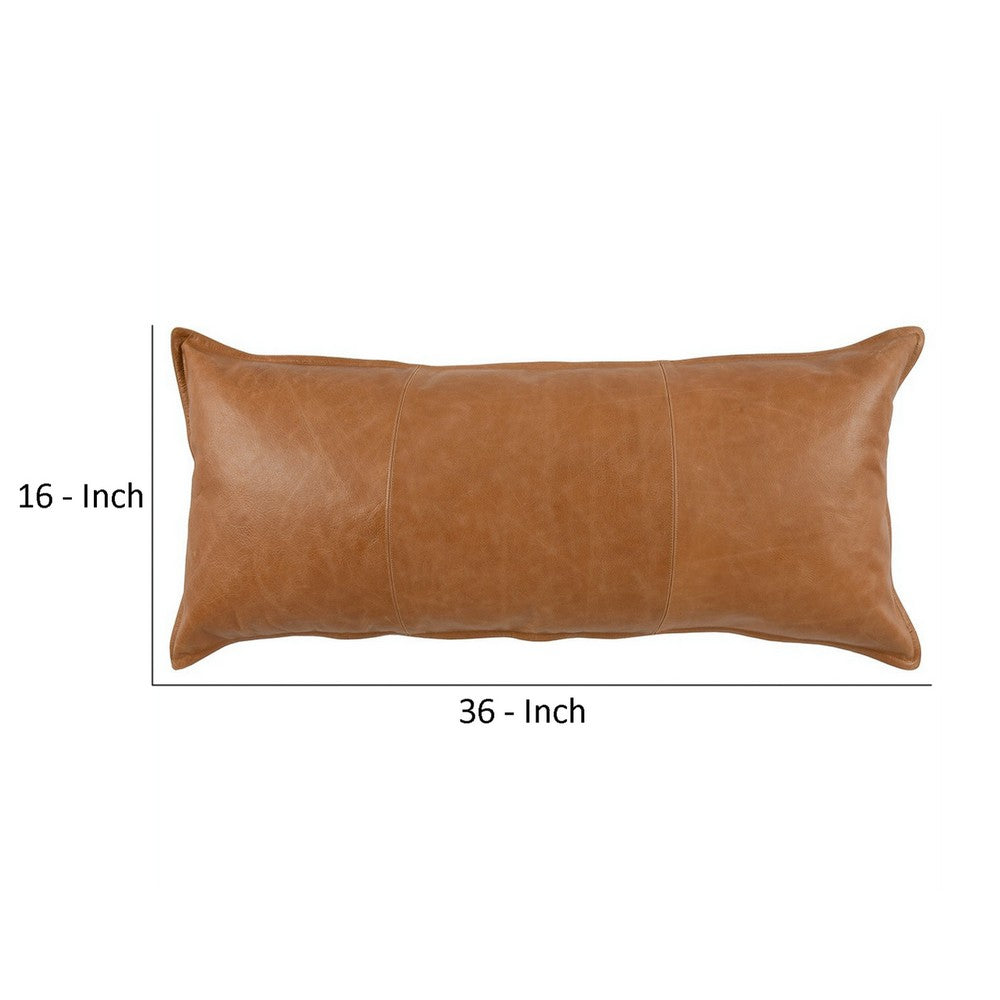 Luxe Throw Pillow | Rectangular | Faux Leather | Large | Brown