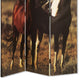 Wooden Screen with Artwork of Horses Galloping Multicolor BM26654