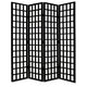 Wooden 4 Panel Foldable Window Pane Screen with Grid Design, Black