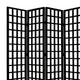 Wooden 4 Panel Foldable Window Pane Screen with Grid Design Black BM26664
