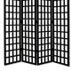 Wooden 4 Panel Foldable Window Pane Screen with Grid Design Black BM26664