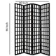 Wooden 4 Panel Foldable Window Pane Screen with Grid Design Black BM26664