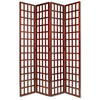 Wooden 4 Panel Foldable Window Pane Screen with Grid Design, Brown