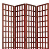 Wooden 4 Panel Foldable Window Pane Screen with Grid Design Brown BM26665