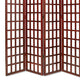 Wooden 4 Panel Foldable Window Pane Screen with Grid Design Brown BM26665