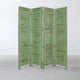 Wooden 4 Panel Foldable Floor Screen with Textured Panels, Green
