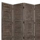 Wooden 4 Panel Foldable Floor Screen with Textured Panels Gray BM26669