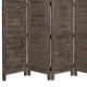 Wooden 4 Panel Foldable Floor Screen with Textured Panels Gray BM26669