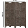 Wooden 4 Panel Foldable Floor Screen with Textured Panels Gray BM26669