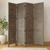 Wooden 4 Panel Foldable Floor Screen with Textured Panels, Gray