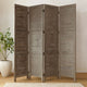 Wooden 4 Panel Foldable Floor Screen with Textured Panels, Gray