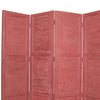 Wooden 4 Panel Foldable Floor Screen with Textured Panels Red BM26670
