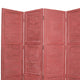 Wooden 4 Panel Foldable Floor Screen with Textured Panels Red BM26670