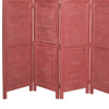 Wooden 4 Panel Foldable Floor Screen with Textured Panels Red BM26670