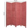 Wooden 4 Panel Foldable Floor Screen with Textured Panels Red BM26670