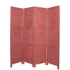 Wooden 4 Panel Foldable Floor Screen with Textured Panels, Red