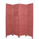 Wooden 4 Panel Foldable Floor Screen with Textured Panels, Red