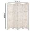 Wooden 4 Panel Foldable Floor Screen with Textured Panels White BM26671