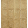 Wooden 4 Panel Foldable Floor Screen with Textured Panels Yellow BM26672