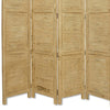 Wooden 4 Panel Foldable Floor Screen with Textured Panels Yellow BM26672