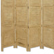 Wooden 4 Panel Foldable Floor Screen with Textured Panels Yellow BM26672