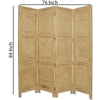 Wooden 4 Panel Foldable Floor Screen with Textured Panels Yellow BM26672