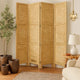 Wooden 4 Panel Foldable Floor Screen with Textured Panels, Yellow