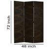 Foldable 3 Panel Canvas Room Divider with Swirl Details Dark Brown BM26687