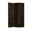 Foldable 3 Panel Canvas Room Divider with Swirl Details, Dark Brown