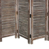 4 Panel Room Divider with Shutter Design Weathered Brown BM26692