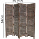 4 Panel Room Divider with Shutter Design Weathered Brown BM26692
