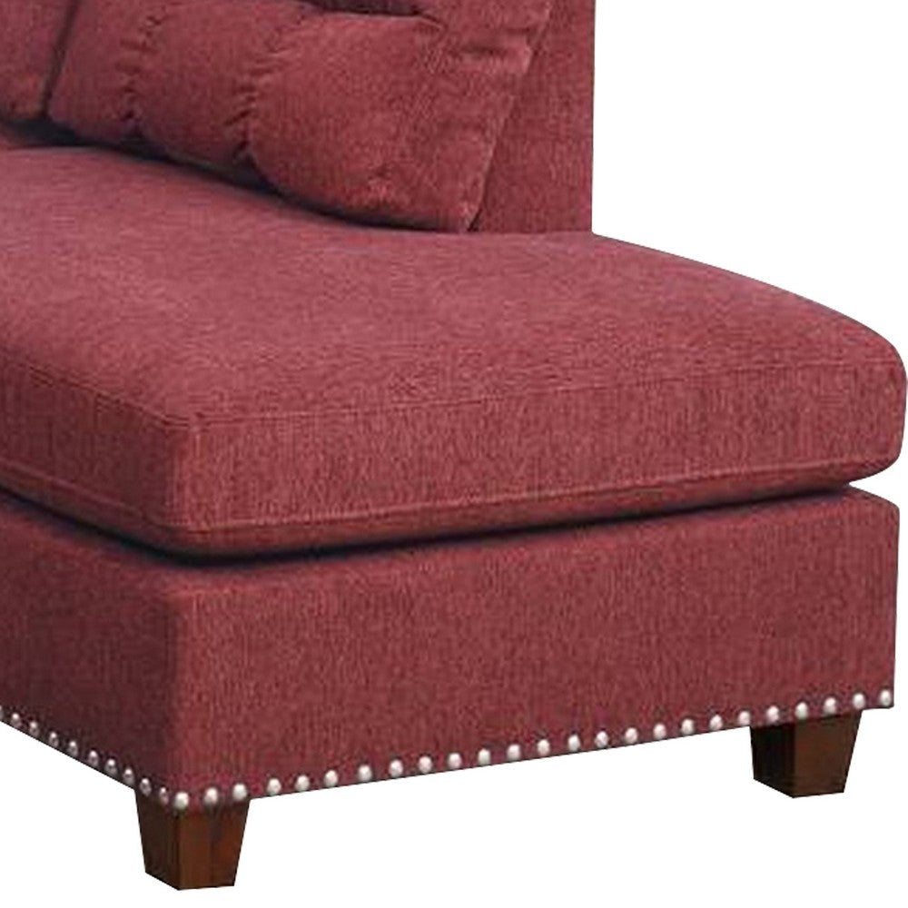 3 Piece Sectional Sofa with Reversible Chaise and Ottoman Red BM268870