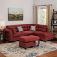 3 Piece Sectional Sofa with Reversible Chaise and Ottoman, Red