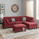 3 Piece Sectional Sofa with Reversible Chaise and Ottoman, Red