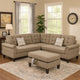 3 Piece Sectional Sofa with Ottoman and Tufted Details, Beige