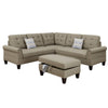 3 Piece Sectional Sofa with Ottoman and Tufted Details, Beige