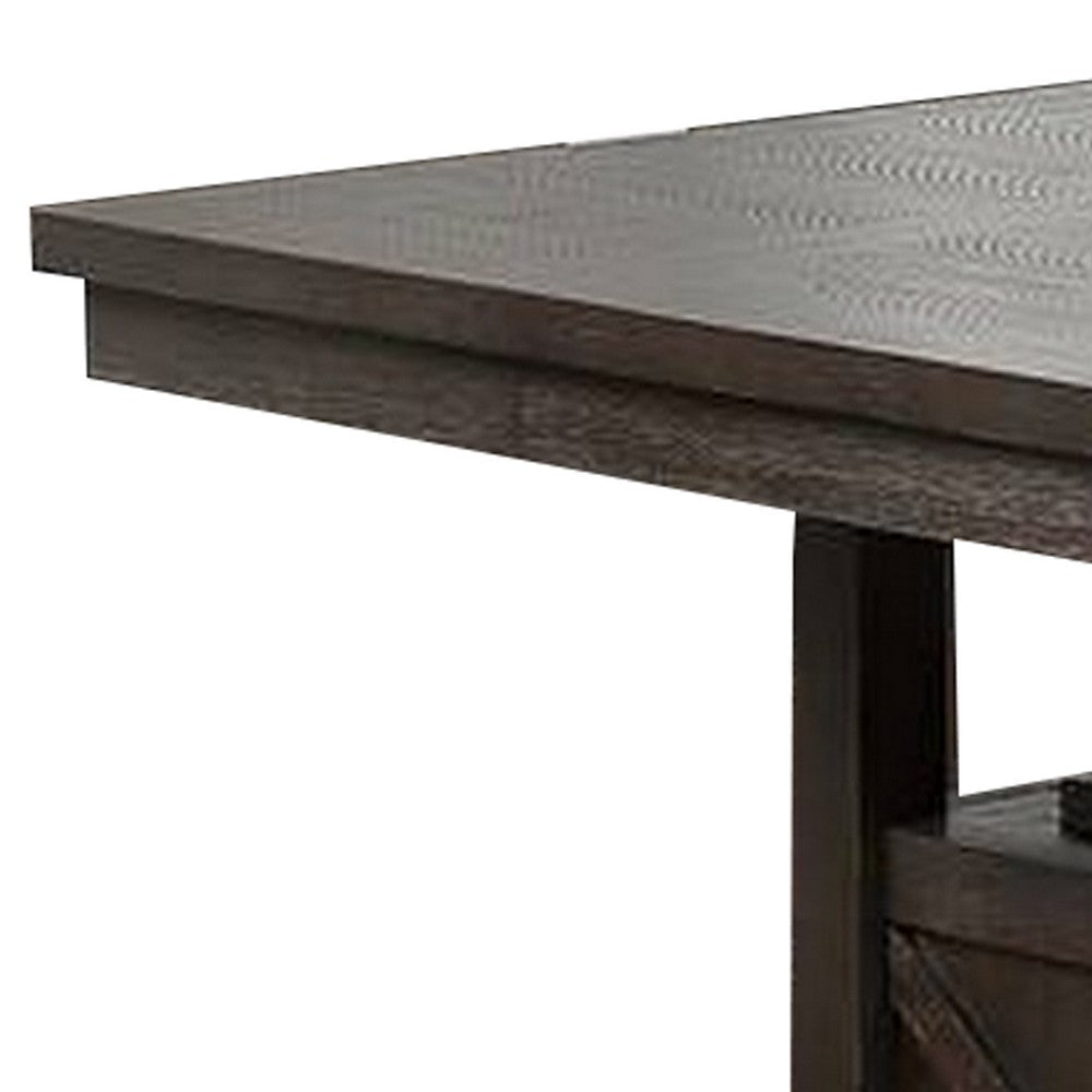 Wooden Counter Height Table with Cabinet and Butterfly Leaf Gray BM268883