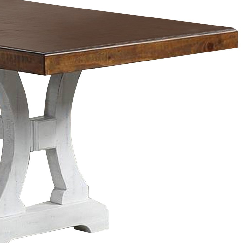 Dining Table with Trestle Base and Extension Leaf Black and Brown BM268884