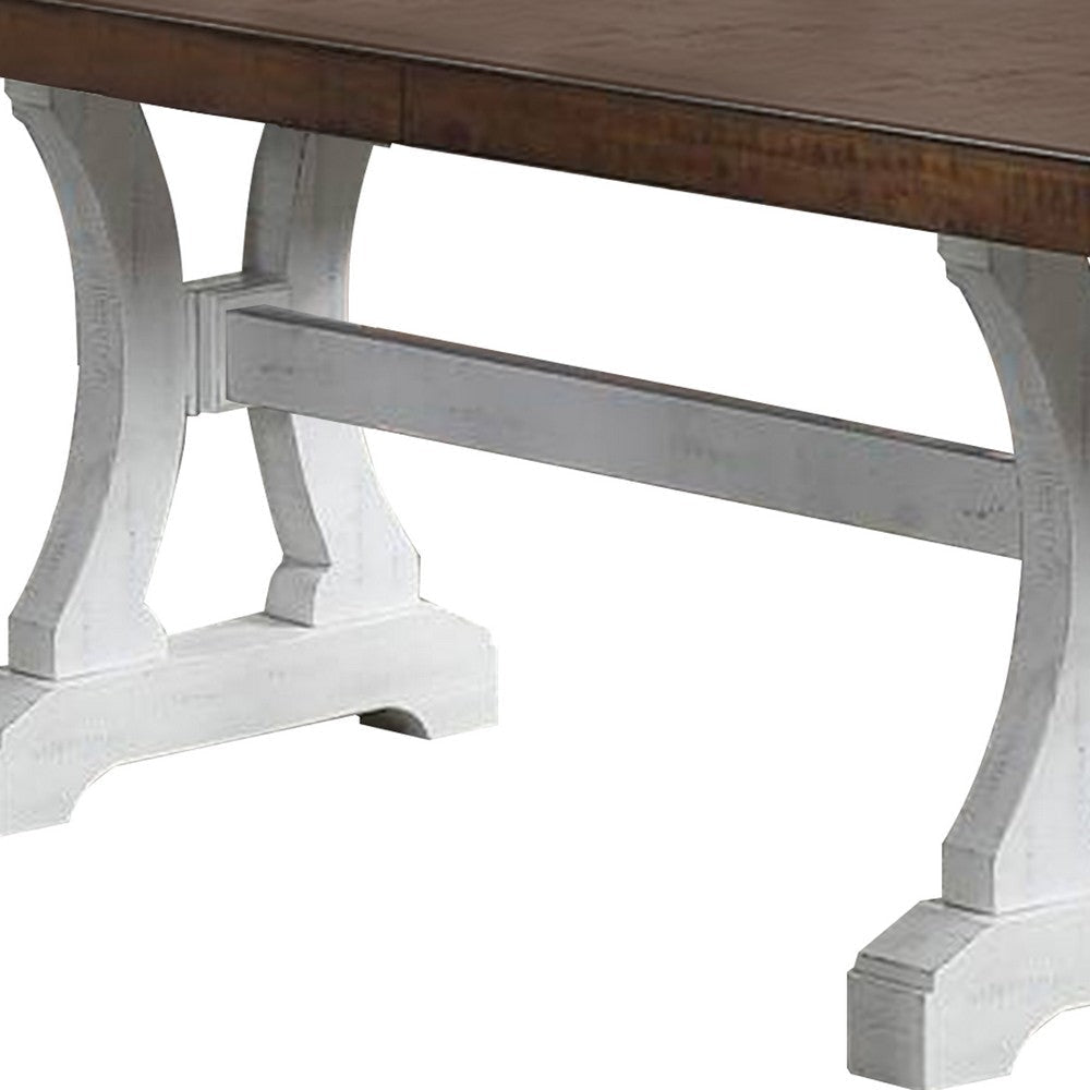 Dining Table with Trestle Base and Extension Leaf Black and Brown BM268884