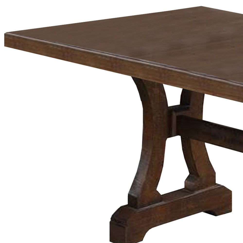 Dining Table with Trestle Base and Extension Leaf Brown By Casagear Home BM268885