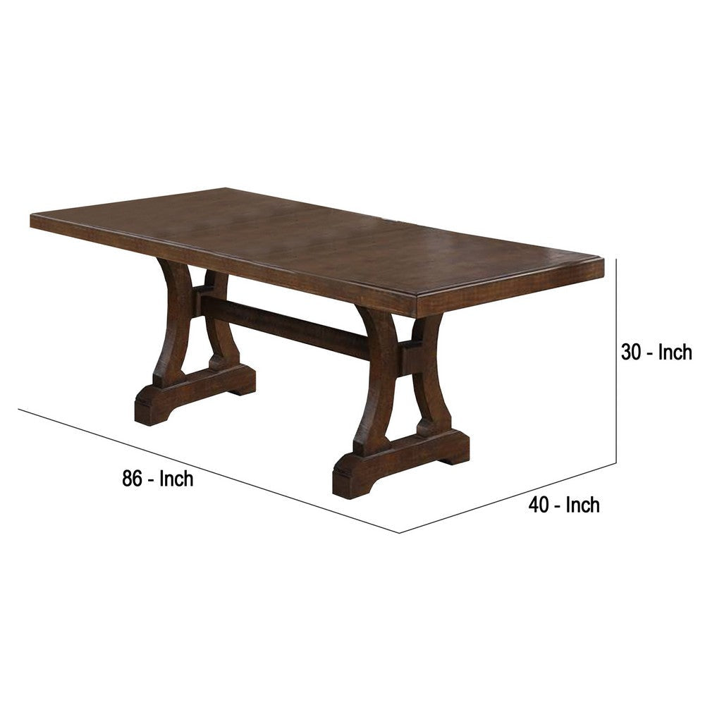 Dining Table with Trestle Base and Extension Leaf Brown By Casagear Home BM268885