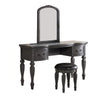 Vivian 3 Piece Vanity Set | Carved Mirror | Turned Legs | Gray