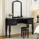 Vivian 3 Piece Vanity Set | Carved Mirror | Turned Legs | Black
