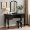 Vivian 3 Piece Vanity Set | Carved Mirror | Turned Legs | Black