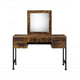 Vivian Vanity Desk | 4 Drawers | Square Mirror | Brown & Black BM268893