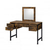 Vivian Vanity Desk | 4 Drawers | Square Mirror | Brown & Black BM268893