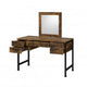 Vivian Vanity Desk | 4 Drawers | Square Mirror | Brown & Black BM268893