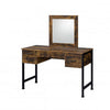 Vivian Vanity Desk | 4 Drawers | Square Mirror | Brown & Black BM268893